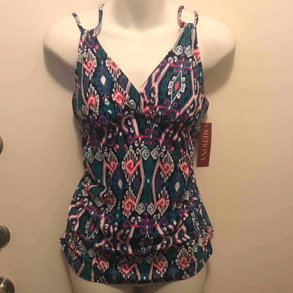 NWT Merona Strappy Back Tankini Top size Small - Picture 1 of 8